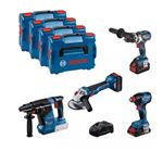 Image de PROMO BOSCH COMBO KIT 18V 4 MACHINES(GSR/GBH/GWS+GDX 18V) + 2 ACCUS 5.5AH+1  4AH +1 CHARGEUR RAPIDE