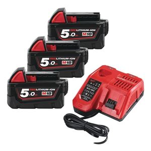 Image sur PROMO STOCKHOLM MILWAUKEE M18NRG503  PACK 2 ACCUS 18V 5AH + CHARGEUR + 1 ACCU 18V 5AH GRATUIT