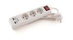 Image de LUMX Triple prise + interrupteur - H05VV-F 3G1,5 mm 1,5 m. câble + 2 x USB